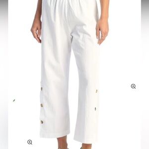 Soft Surroundings Cream Elastic-Waist Pants Size Petite Medium